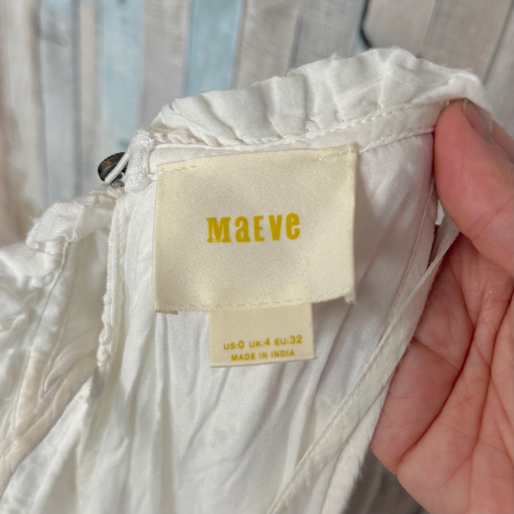 Maeve Anthropologie Tiered Eyelet Flounce Midi Dress White Halter Embroidered  0 - Picture 7 of 11